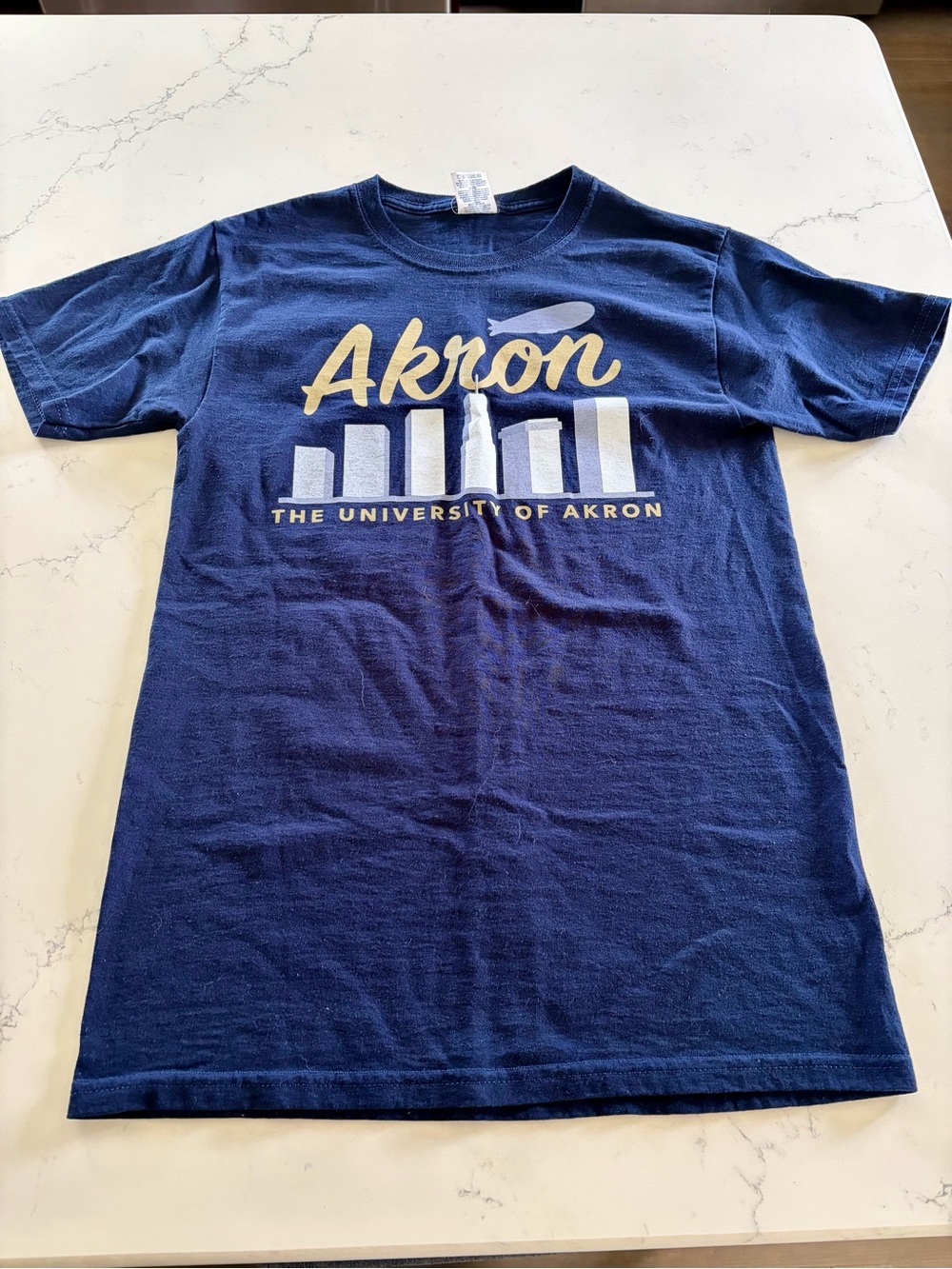 Jerzees Navy Akron University Skyline Tee - Women’s Small